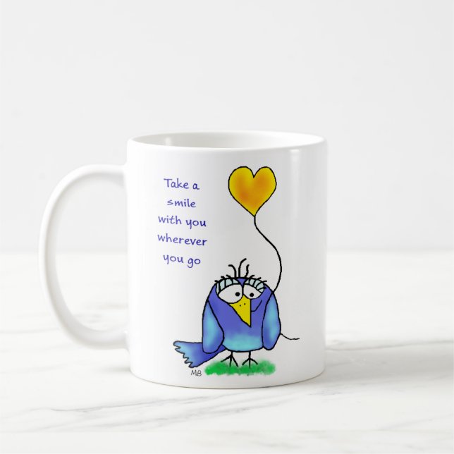 Ceramic Mug - Whimsical Bird with Saying (Left)
