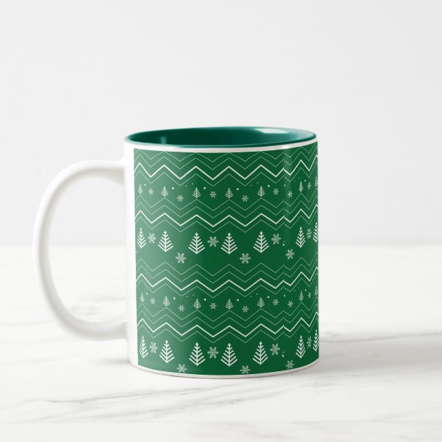 Ceramic Mug with Christmas Tree Pattern – 2025 (Left)