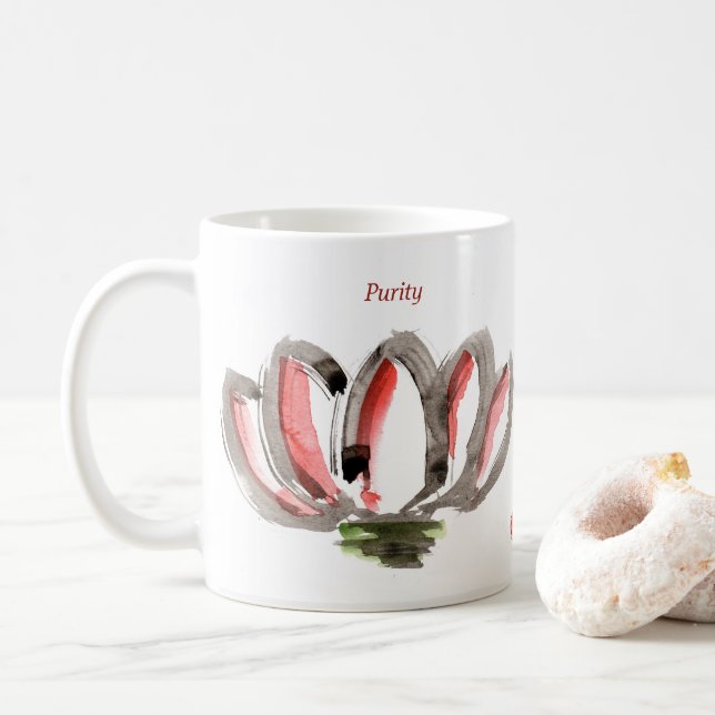 Ceramic mug with lotus flower purity design (With Donut)