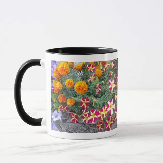 Ceramic Mug with Petunias & Marigolds (Left)