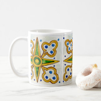 Ceramic mug with traditional Sicilian tile design