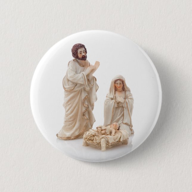 Ceramic nativity scene 2 inch round button (Front)