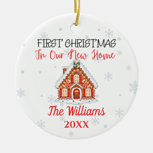 Ceramic New Home Christmas Personalized Ceramic Ornament (Front)