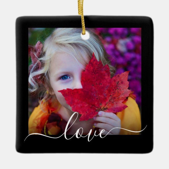Ceramic Ornament Double Sided Photo Love Black (Front)