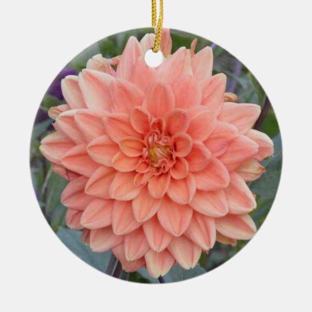 Ceramic ornament with blush dahlia (Front)