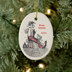 Ceramic Oval Ornament-Venice Italy Ornament