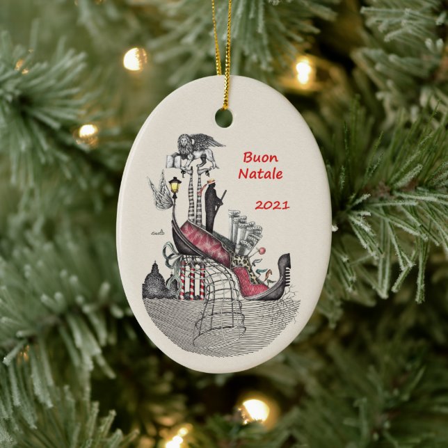 Ceramic Oval Ornament-Venice Italy Ornament (Tree)