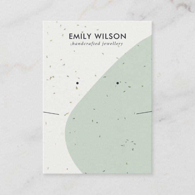 Ceramic Pale Green Wave Necklace Earring Display Business Card (Front)