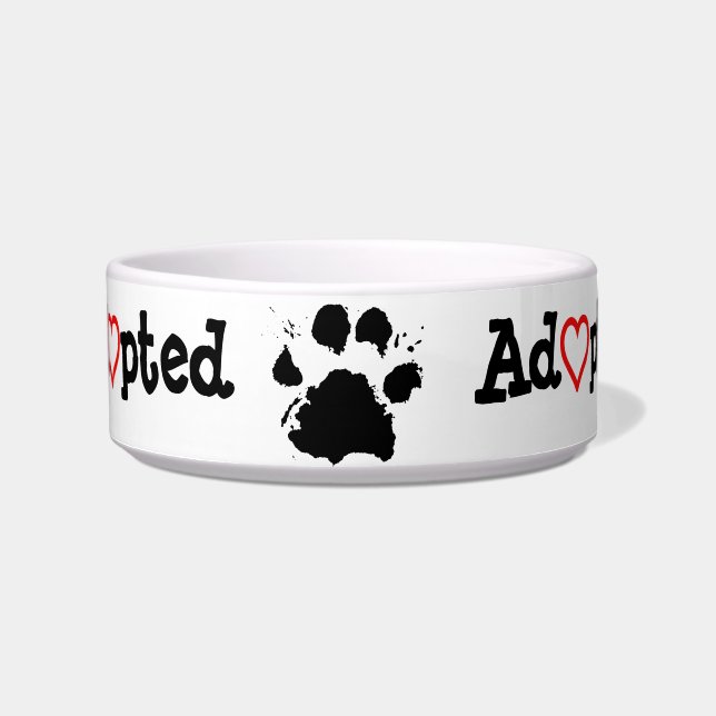 Ceramic Paw Print Adopted Dog Bowl (Front)
