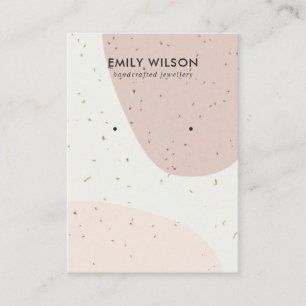 CERAMIC PEACH PINK BLUSH WAVE STUD EARRING DISPLAY BUSINESS CARD