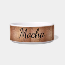 Ceramic Pet Bowl with Woodgrain Design
