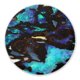 Ceramic Pull - Black & Blue Opal