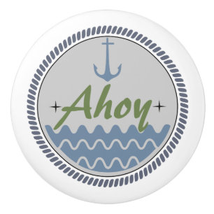 Ceramic Pull, Coastal Living Design, Blue Ahoy Ceramic Knob
