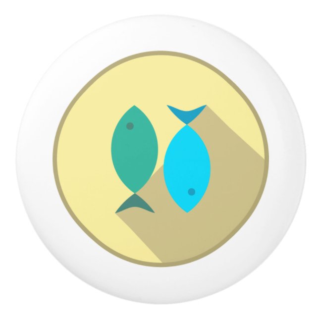 Ceramic Pull, Coastal Living Design, Fish Ceramic Knob (Front)