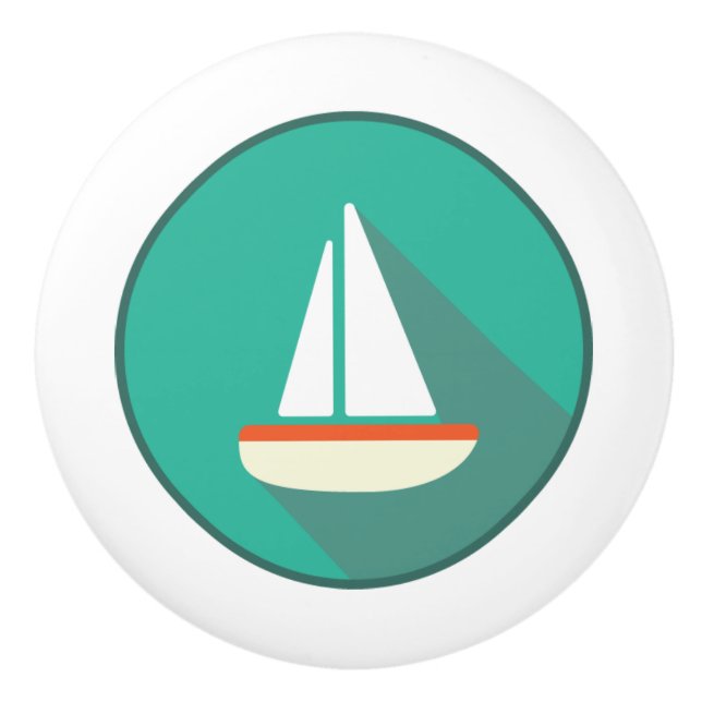 Ceramic Pull, Coastal Living Design, Sail Boat Ceramic Knob (Front)