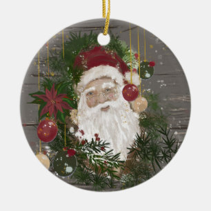 Ceramic Santa Ornament Farmhouse