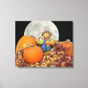 Ceramic Scarecrow King on His Pumpkin Throne Canvas Print