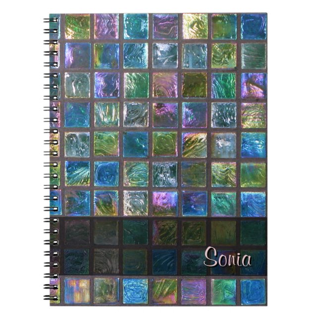 Ceramic Shiny Multicolor Tiles any Text Notebook (Front)