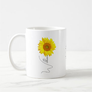 Ceramic Sunflower Coffee Mug with Name & initial