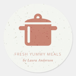 CERAMIC TERRACOTTA RUST POT MEAL CHEF CATERING CLASSIC ROUND STICKER