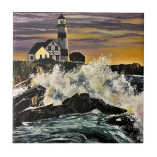 Ceramic Tile - 4.25in x 4.25in - A Lighthouse for