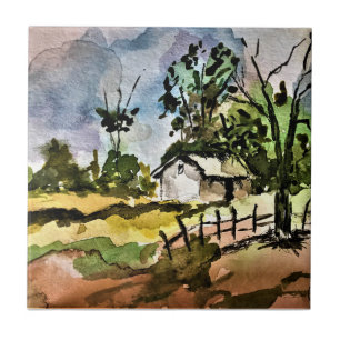 Ceramic Tile - 4.25in x 4.25in - Down by the Farm
