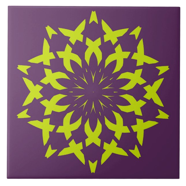 Ceramic Tile, An elegant maroon & green design  Tile (Front)
