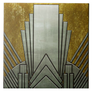 Ceramic Tile - Art Deco Gray and Gold