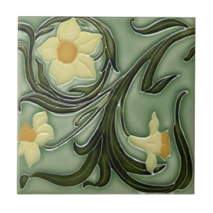 Ceramic Tile - Art Nouveau Daffodils 3