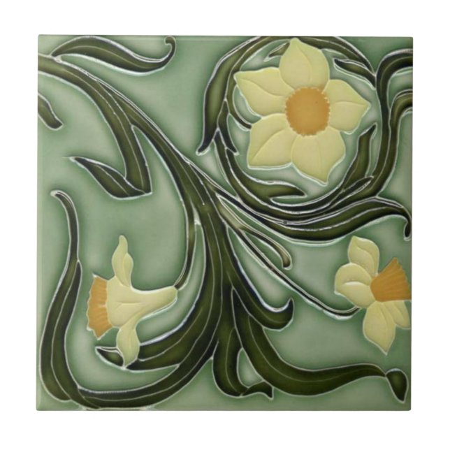 Ceramic Tile - Art Nouveau Daffodils 4 (Front)