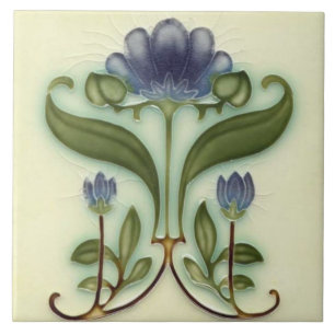 Ceramic Tile - Art Nouveau Floral Design