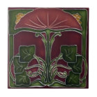 Ceramic Tile - Art Nouveau Floral Red Green