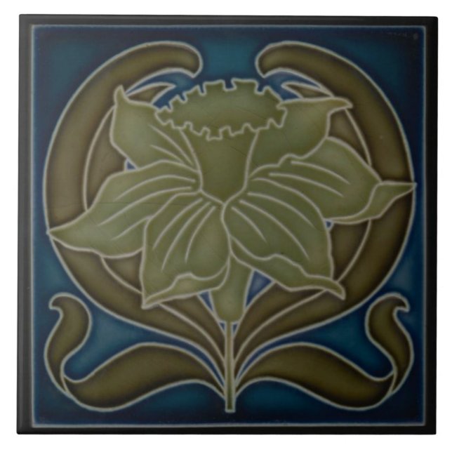 Ceramic Tile - Art Nouveau Single Daffodil (Front)