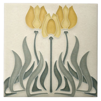 Ceramic Tile - Art Nouveau Yellow Tulips