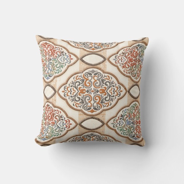 Ceramic Tile: Artistic Wall Decor Throw Pillow (Front)