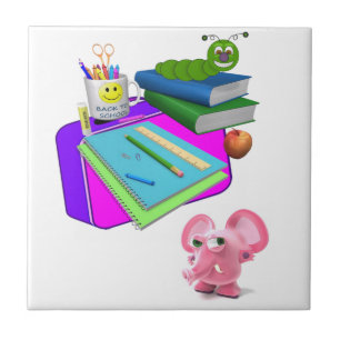 Ceramic Tile Back to School Pink Pig