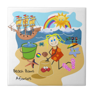 Ceramic Tile Beach Sand Sun Crabs Rainbow