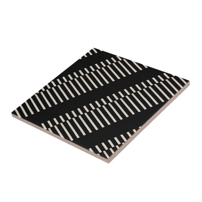 Ceramic Tile Black and Beige Stripe (Side)