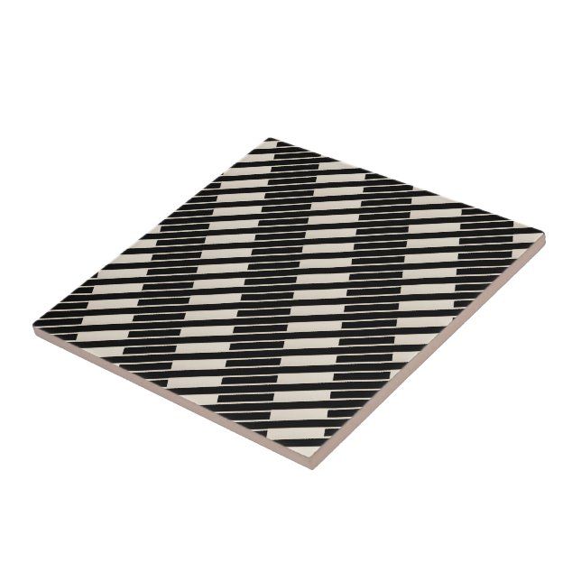 Ceramic Tile Black and Beige Stripe (Side)