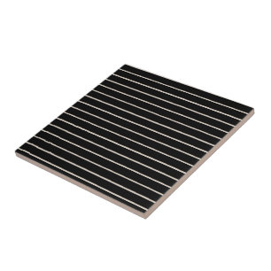 Ceramic Tile Black and Beige Stripe Square