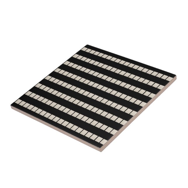 Ceramic Tile Black and Beige Stripe Square (Side)