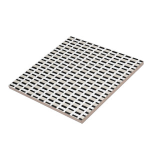 Ceramic Tile Black and Beige Stripe Square