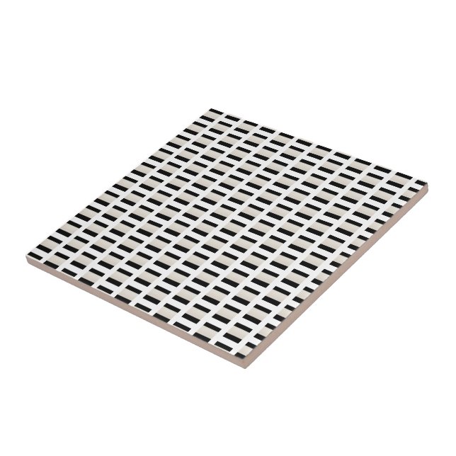 Ceramic Tile Black and Beige Stripe Square (Side)