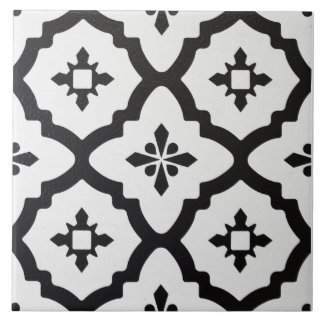 Ceramic Tile - Black and White Victorian Pattern