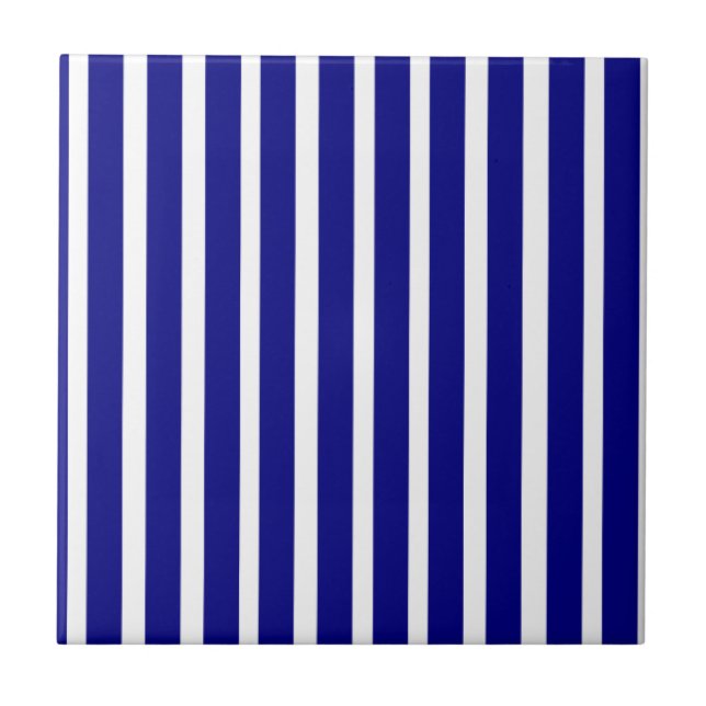 Ceramic Tile Blue & White Stripe (Front)