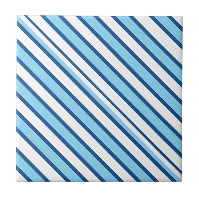 Ceramic Tile Blue & White Stripe  (Front)