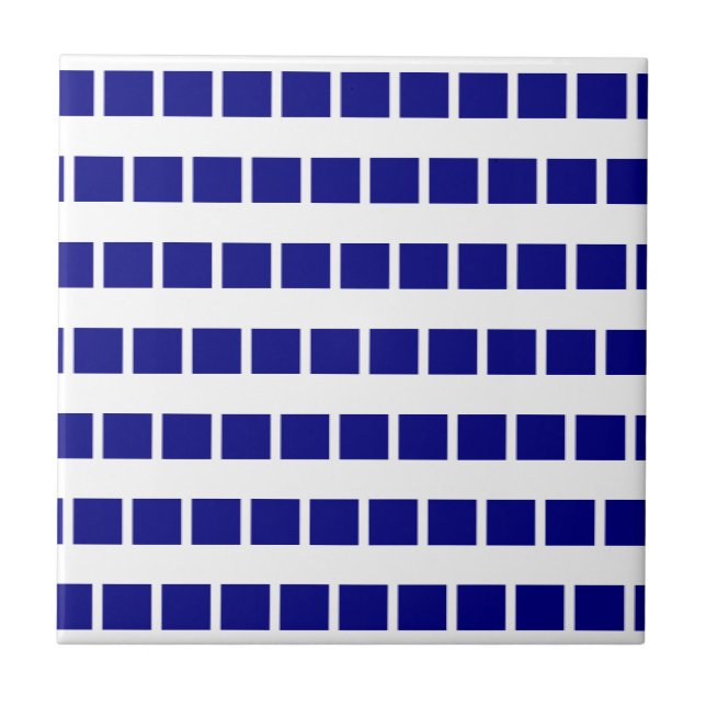 Ceramic Tile Blue & White Stripe Checkered (Front)