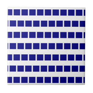 Ceramic Tile Blue & White Stripe Chequered