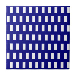 Ceramic Tile Blue & White Stripe Chequered
