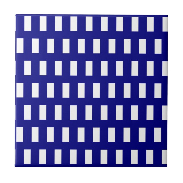 Ceramic Tile Blue & White Stripe Chequered (Front)